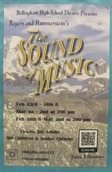 Informative poster for The Sound of Music.