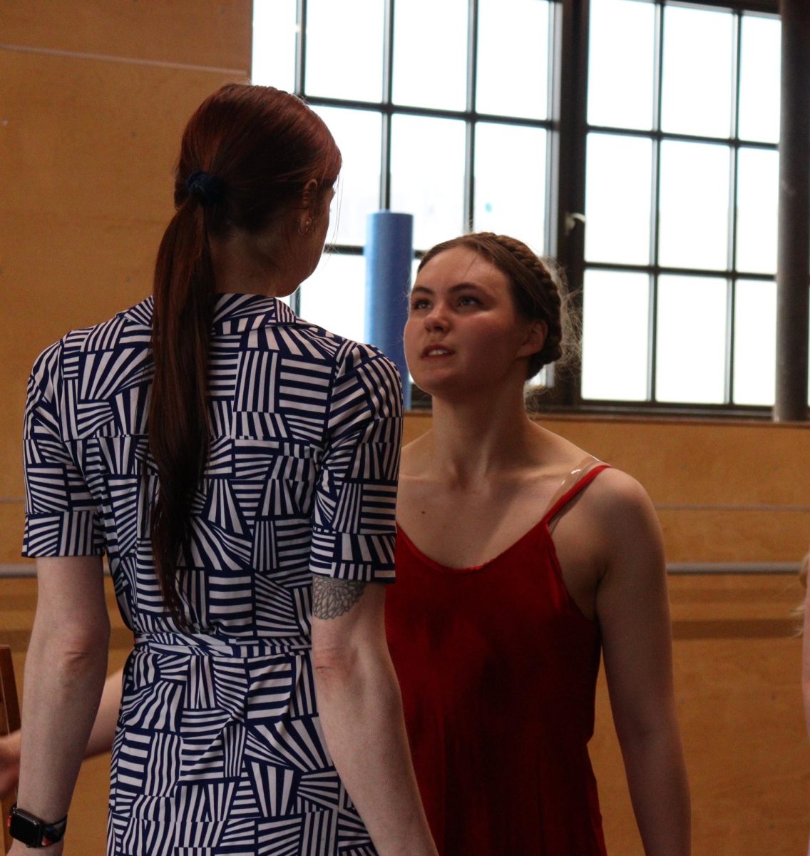 Helena Somers (Rose) faces Emmy Gockel (Dawn) as they rehearse for ABQB